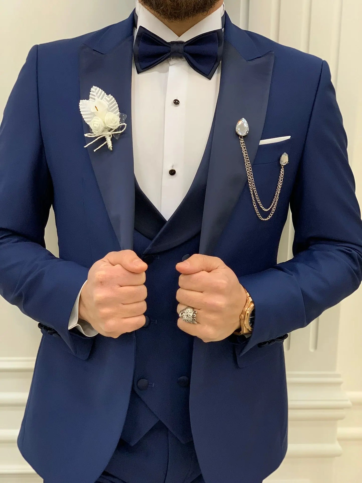 Perris Indigo Slim Fit Tuxedo - The Ultimate Formalwear Statement - BRABION