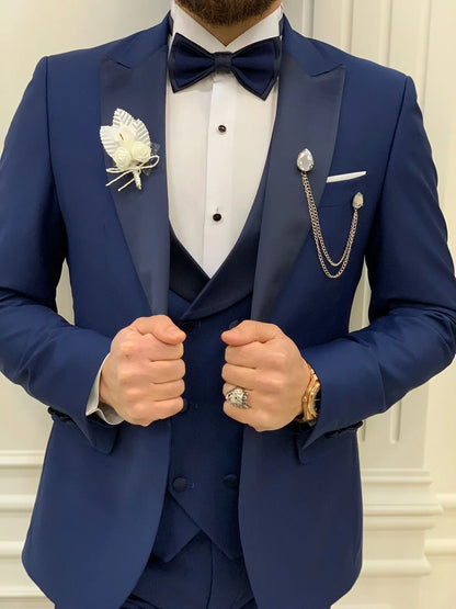 Perris Indigo Slim Fit Tuxedo - The Ultimate Formalwear Statement - BRABION