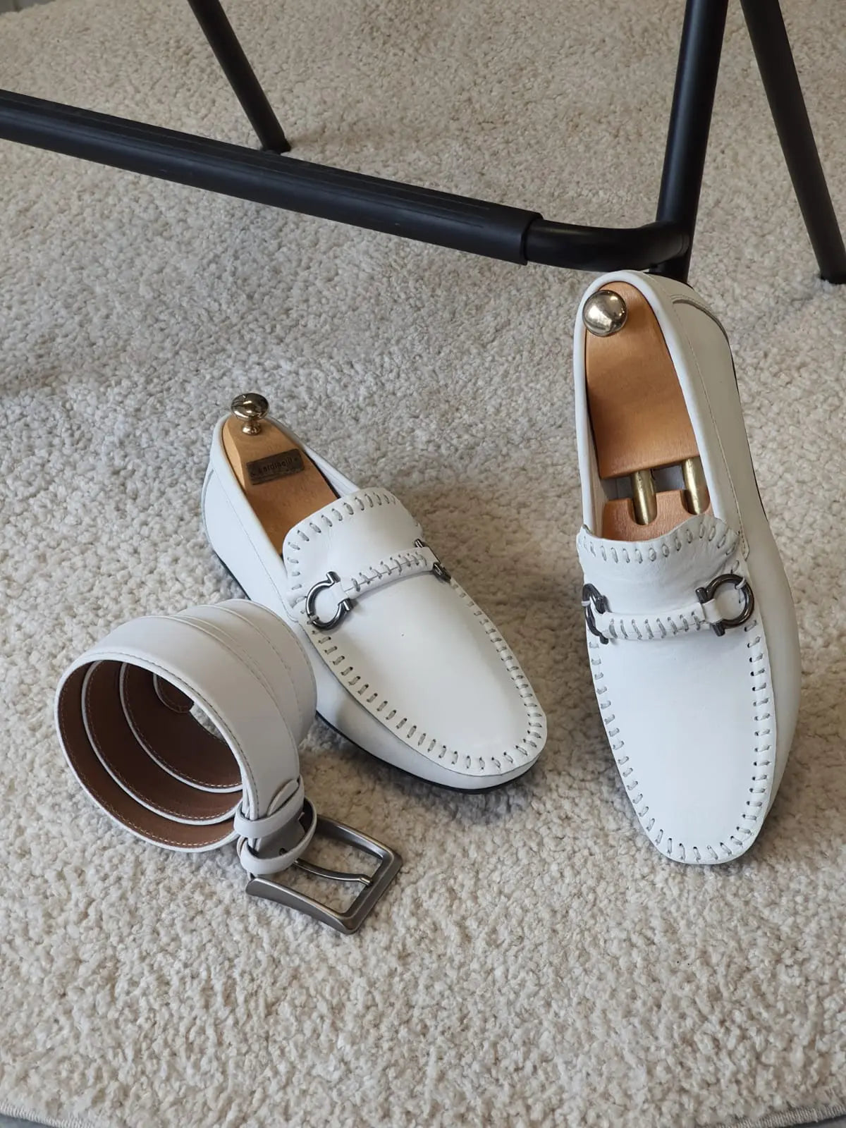 Antonio White Slip On Bit Loafers - Sophisticated Leather Comfort - BRABION