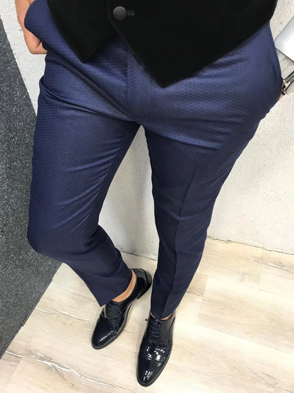 Acacia Navy Blue Patterned Tuxedo - BRABION
