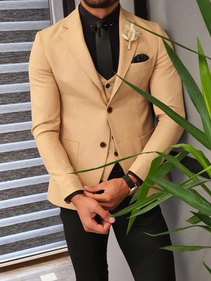 Edmond Beige Slim Fit Suit: The Ultimate Versatile Three-Piece Suit BOJONI