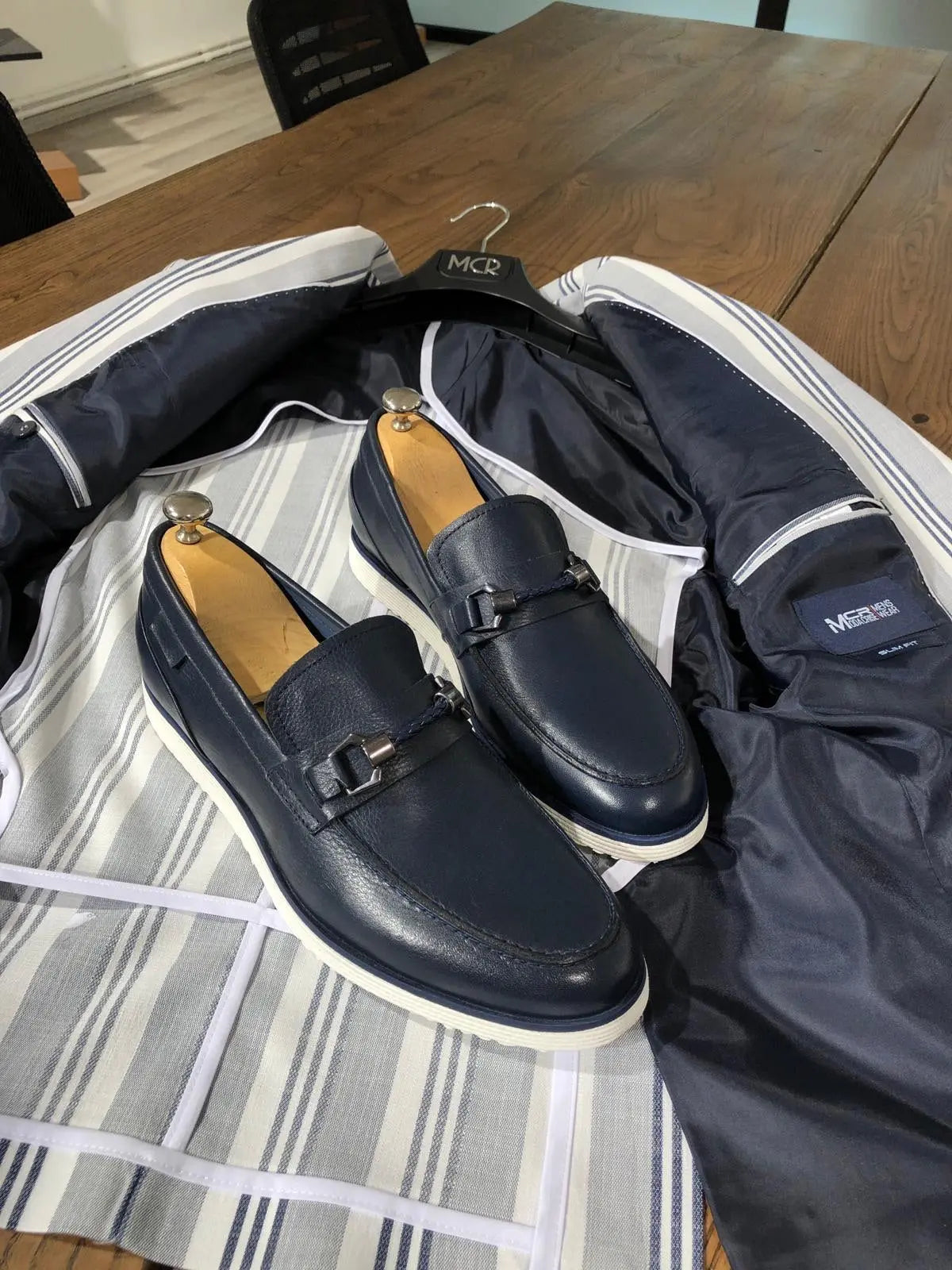 Heritage Buckle Detail Navy Loafer - BRABION