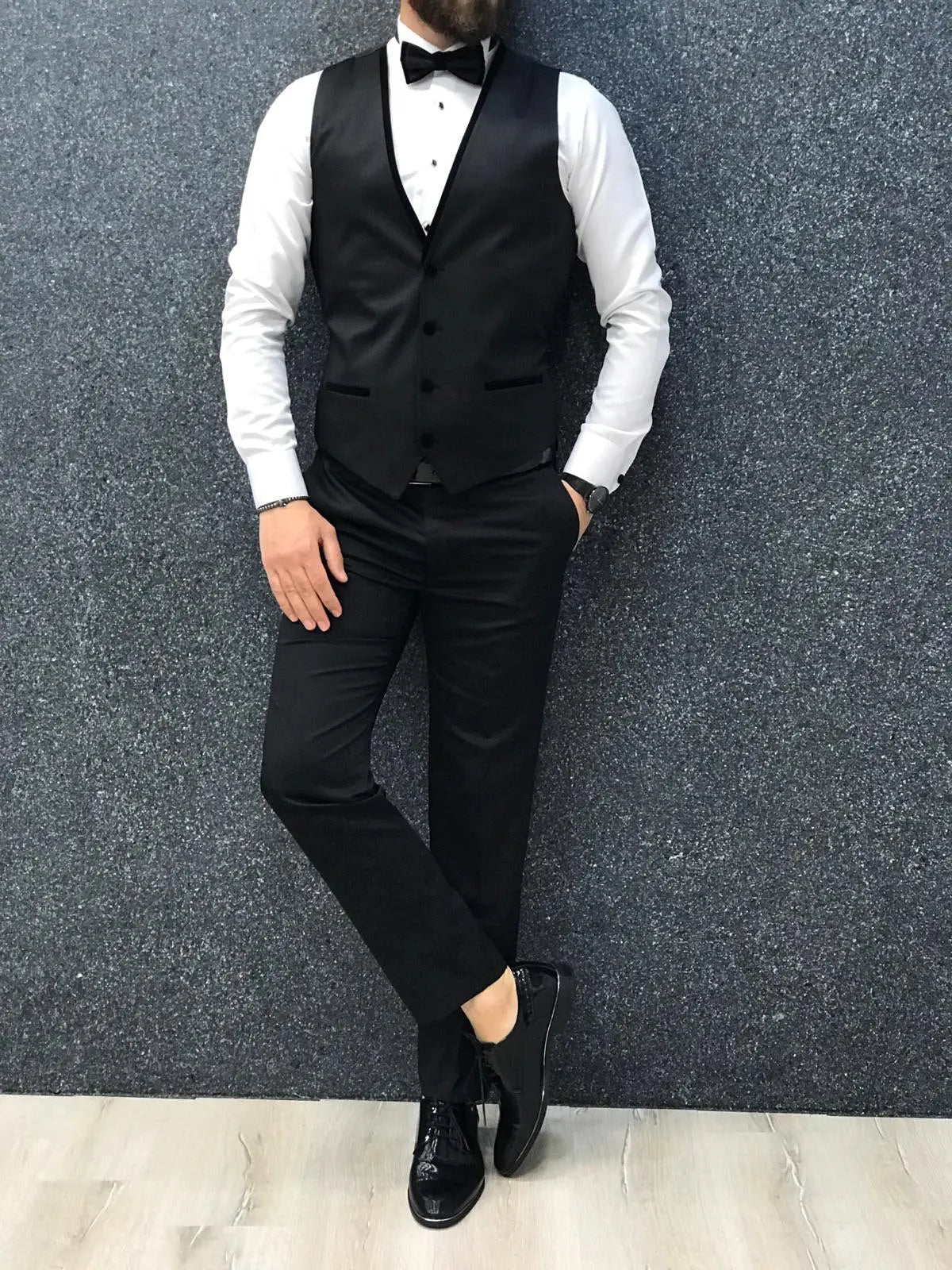 Infinite Royal Black Velvet Tuxedo – Luxurious Slim Fit for Formal Occasions - BRABION