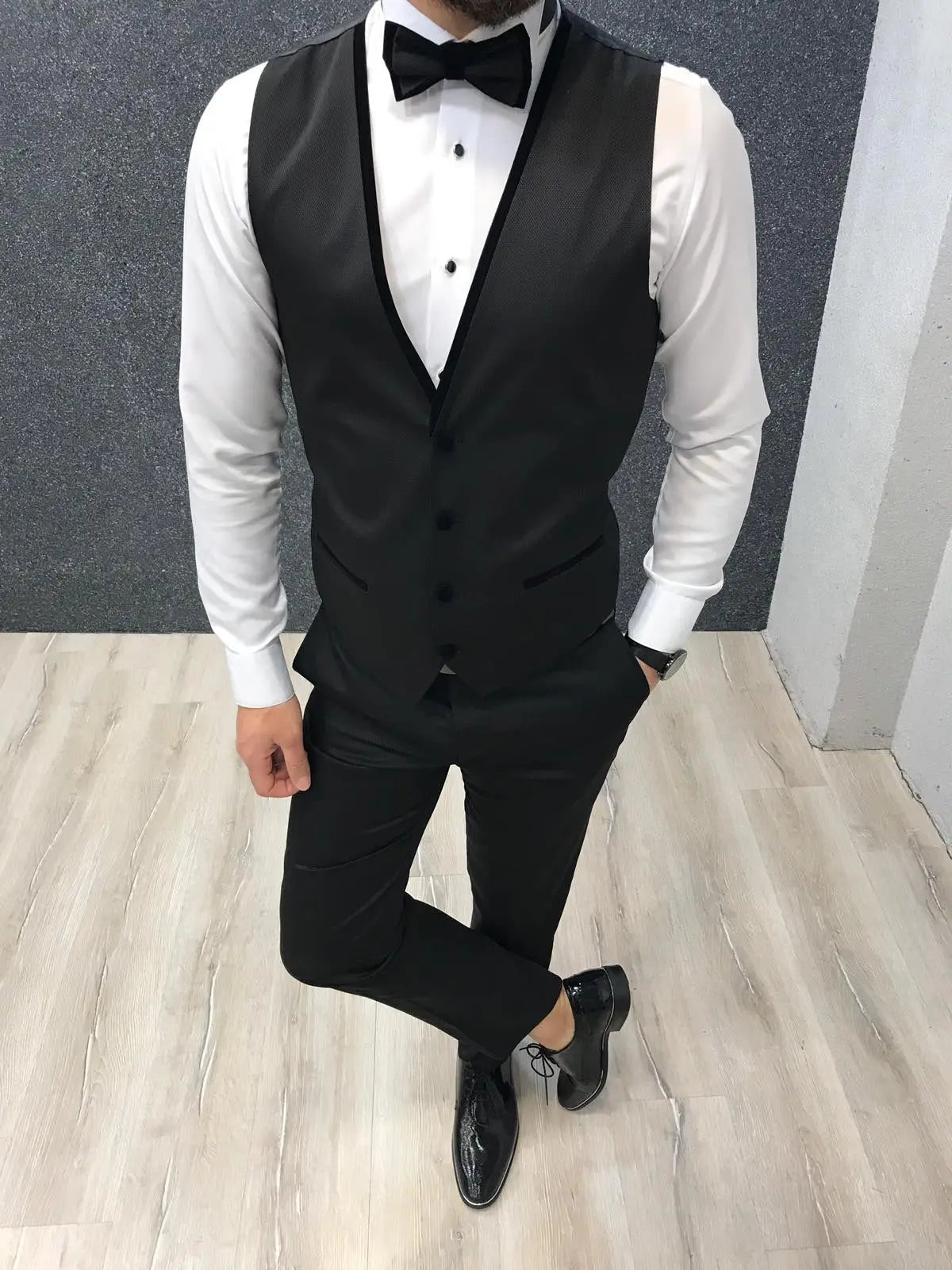 Infinite Royal Black Velvet Tuxedo – Luxurious Slim Fit for Formal Occasions - BRABION