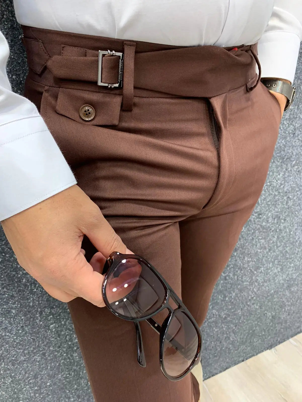 Kingston Brown Slim Pants - Versatile Elegance for Any Occasion - BRABION
